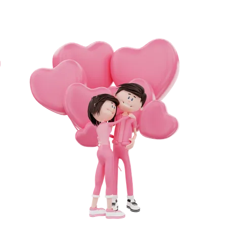 Paar genießt Valentinstag  3D Illustration
