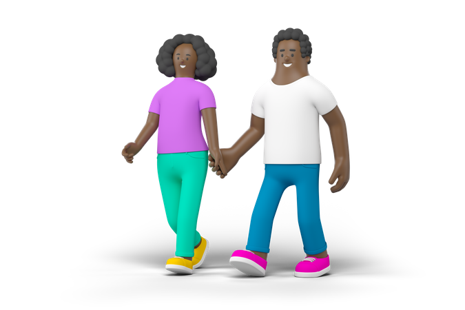 Paar hält hände  3D Illustration