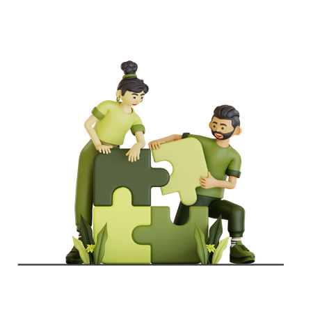 Paar löst Rätsel  3D Icon
