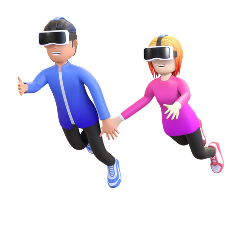 Paar spricht über VR-Erfahrung  3D Illustration