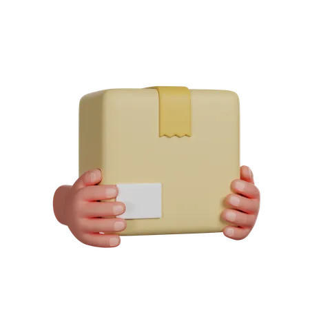 Courier Hands Hold The Parcel 3 D Render Icon 3D Icon