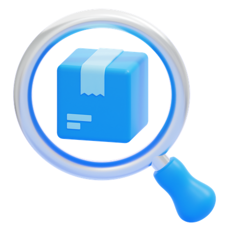 Package and Magnifying Glass  3D Icon