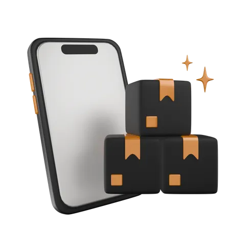 Package Box Management Through Smartphone  3D Icon