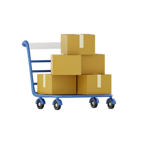 Package Box On Trolley  3D Icon