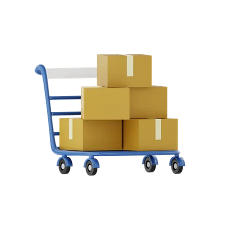 Package Box On Trolley  3D Icon
