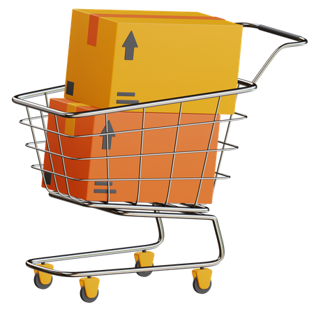 Package Boxes With Trolley  3D Icon