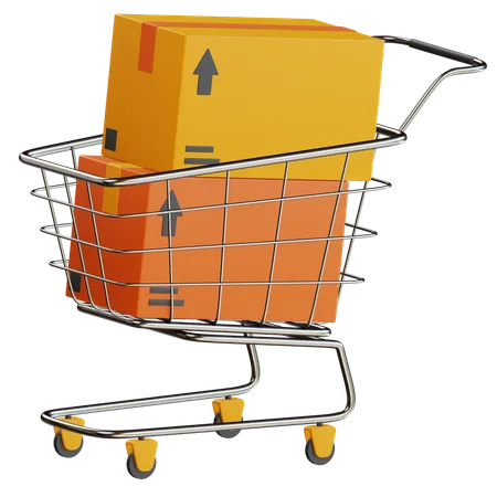 3 D Package Boxes With Trolley Illustration 3D Icon