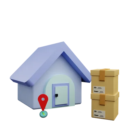 Package Delivered At Home Address  3D Icon