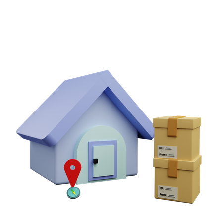 Package Delivered At Home Address  3D Icon