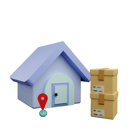 Package Delivered At Home Address  3D Icon