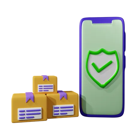 Package Delivery With Security On Device Download This Item Now 3D Icon