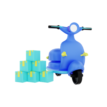 Package Delivery By Scooter 3D Illustration