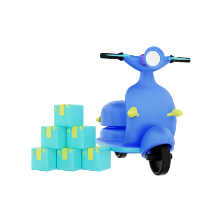 Package Delivery By Scooter  3D Illustration