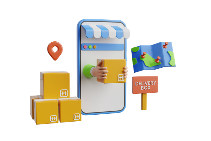 Package delivery service app  3D Illustration