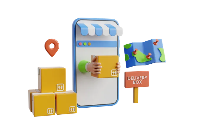 Package delivery service app  3D Illustration