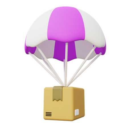 Package Delivery with Parachute  3D Icon