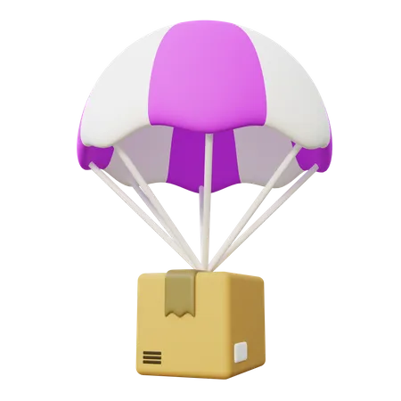 Package Delivery with Parachute  3D Icon