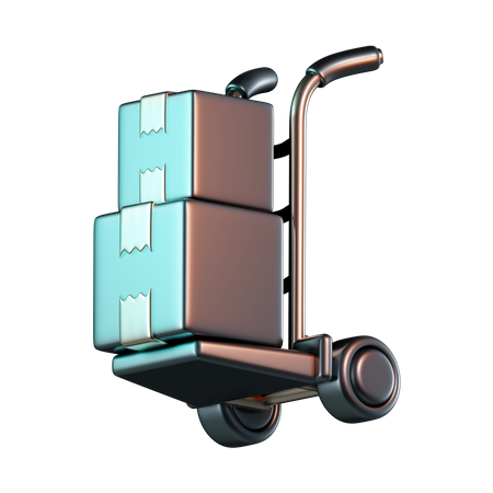 Package Delivery with Trolley  3D Icon