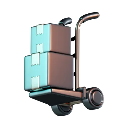 Package Delivery with Trolley  3D Icon