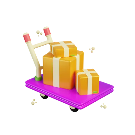 3 D Rendering Package Dolley Icon Illustration Object 3D Illustration