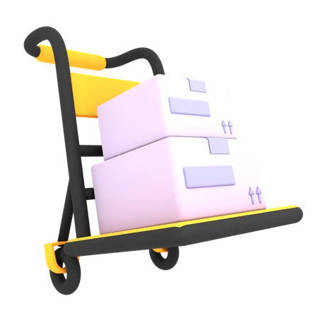 3 D Parcel Box Delivery With Trolley Shipping Icon Ecommerce Illustration 3D Icon