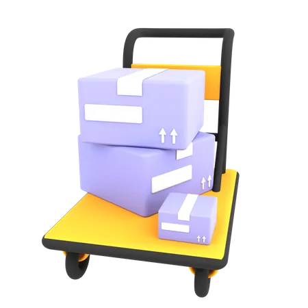 3 D Luxury Cart Trolley With Two Cardboard Boxes Icon Ecommerce Illustration 3D Icon