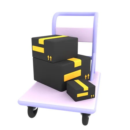 3 D Cart Trolley With Two Cardboard Boxes Icon Ecommerce Illustration 3D Icon