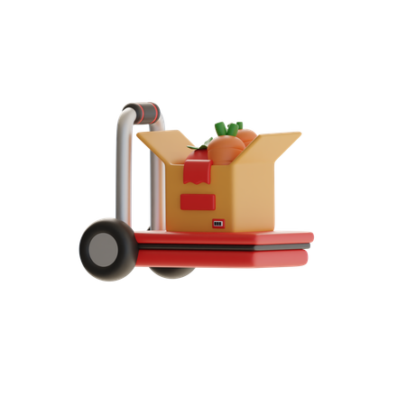 Package Dolly And Vegetable Package Box  3D Icon