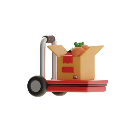 Package Dolly And Vegetable Package Box  3D Icon