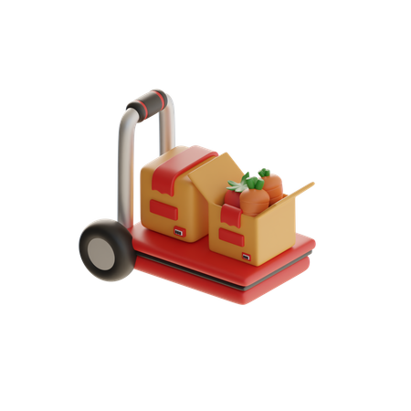 Package Dolly And Vegetable Package Box  3D Icon