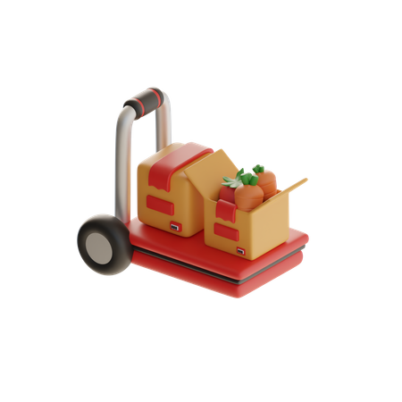 Package Dolly And Vegetable Package Box  3D Icon