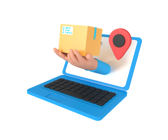 Package Hand On Laptop  3D Illustration