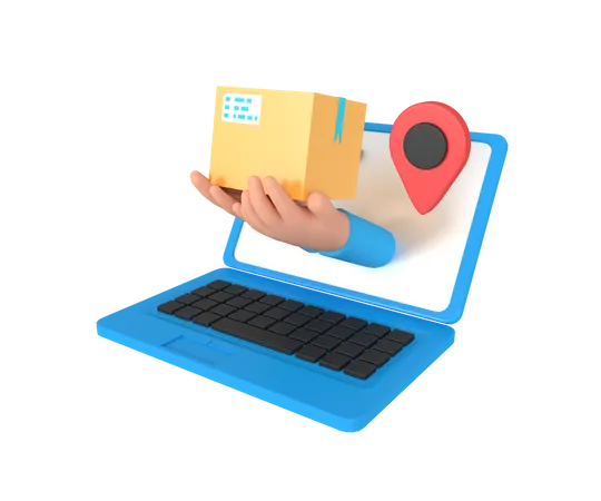 Package Hand On Laptop  3D Illustration