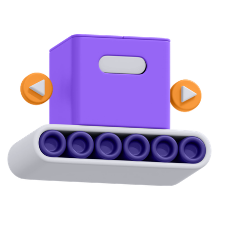 Package On Conveyor Belt  3D Icon