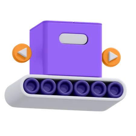 An Icon Of Package On Conveyor Belt In 3 D Format 3D Icon