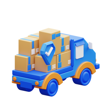 Package Security With Delivery Car  3D Icon
