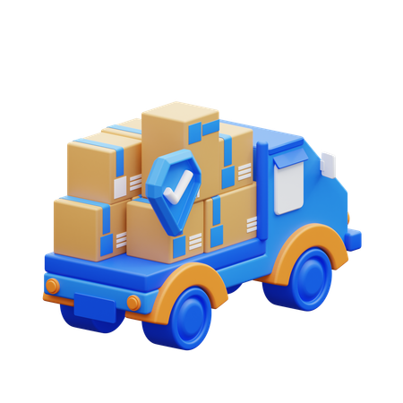 Package Security With Delivery Car  3D Icon