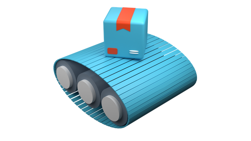 Package sorting belt machine  3D Icon