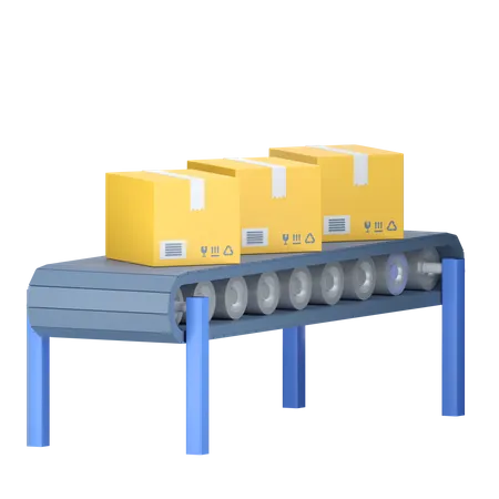 Delivery Package Box Sorting Conveyor 3 D Icon Illustration 3D Icon