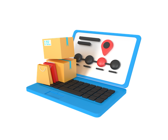 Package Tracking On Laptop  3D Illustration