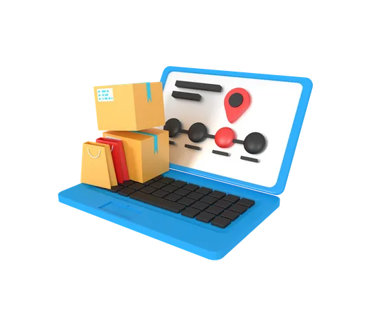 Package Tracking On Laptop  3D Illustration