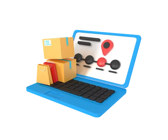 Package Tracking On Laptop 3D Illustration