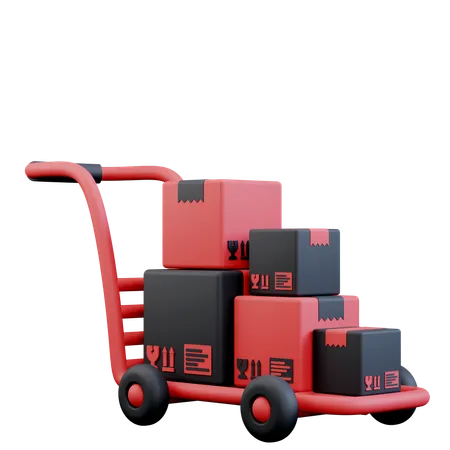 3 D Illustration Of Cart And Delivery Boxes 3D Icon