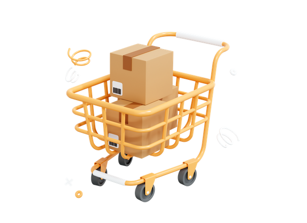 Package Trolley  3D Icon