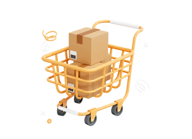 Package Trolley  3D Icon