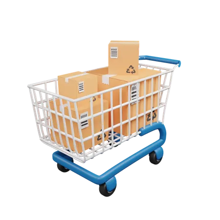 3 D Shopping Cart Rendering Icon Isolated 3D Illustration