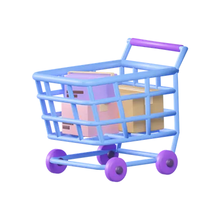 Package Trolley 3D Illustration
