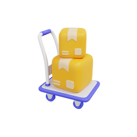 Package Trolley 3D Icon