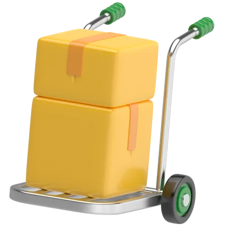 Wheelbarrow With Parcel Boxes 3D Icon