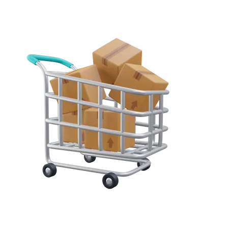 Trolley And Boxs Expedition Icon Illustration 3D Icon